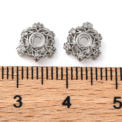 Brass Micro Pave Clear Cubic Zirconia Bead Caps KK-K378-46A-P-1