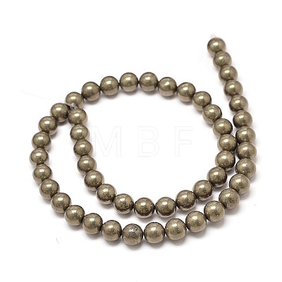 Natural Pyrite Beads Strands G-P075-54-8mm-1