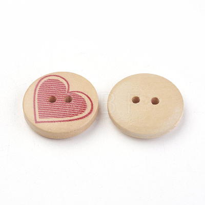 2-Hole Printed Wooden Buttons WOOD-S037-001-1