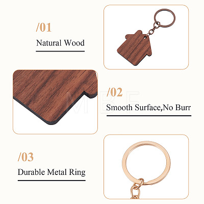Walnut Wood Pendant Keychains KEYC-TAC0034-06D-1