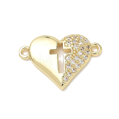 Brass Micro Pave Clear Cubic Zirconia Connector Charms KK-E796-05G-1