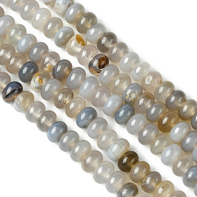 Natural Grey Agate Stone Beads Strands G-S105-8mm-03-1