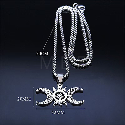 Hollow Out Moon Goddess 201 Stainless Steel Pendant Necklaces for Women FS-WGF6F96-01-1