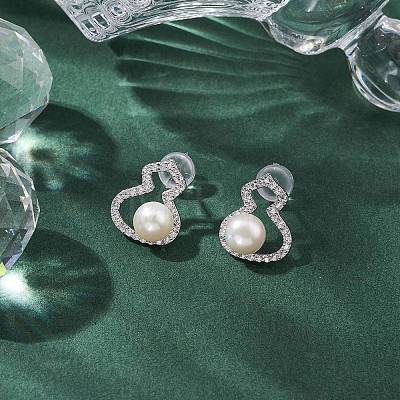 Natural Pearl Ear Studs EJEW-P286-13P-1