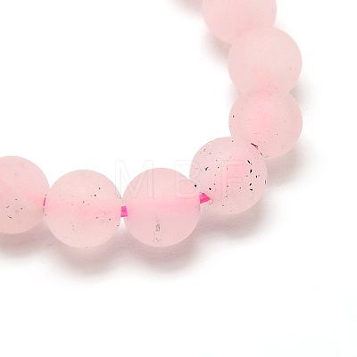 Frosted Natural Rose Quartz Round Bead Strands G-M064-6mm-09-1