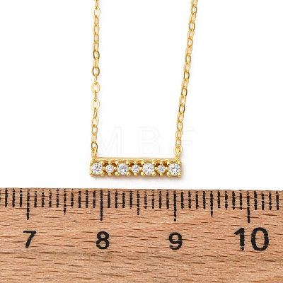 925 Sterling Silver Micro Pave Clear Cubic Zirconia Rectangle Pendant Necklaces for Women NJEW-D316-02G-1