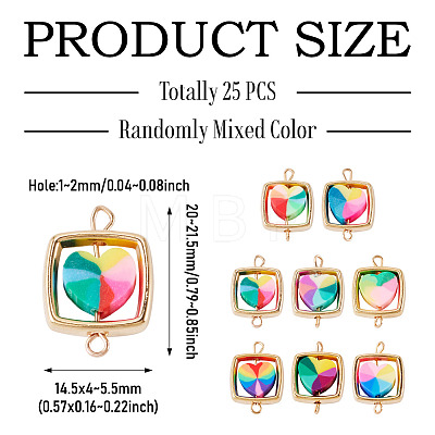 25Pcs Polymer Clay Heart & CCB Square Frame Links Connector Charms CLAY-TADJ0001-05-1