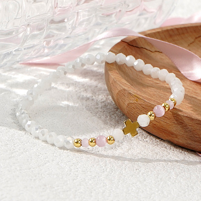 Round Cat Eye & Glass Beaded Stretch Bracelets XO2453-1