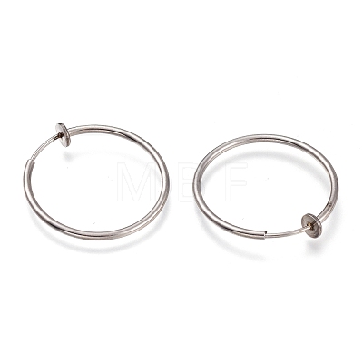 304 Stainless Steel Retractable Clip-on Hoop Earrings STAS-O135-01G-1