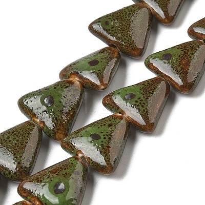 Glazed Porcelain Triangle Beads Strands PORC-B002-01-1