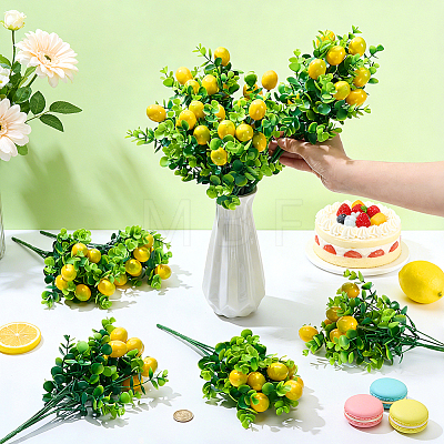 Plastic & Foam Lemon Artificial Simulation Eucalyptus AJEW-WH0709-472-1