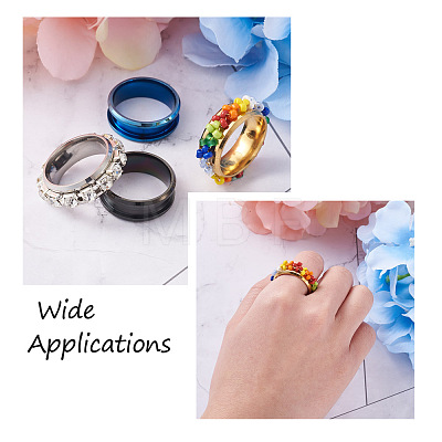 4 Colors Stainless Steel Grooved Finger Ring Settings STAS-TA0001-26D-1