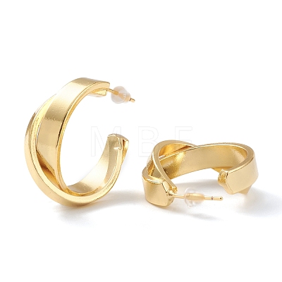 Brass Half Hoop Earrings X-EJEW-A056-03G-1