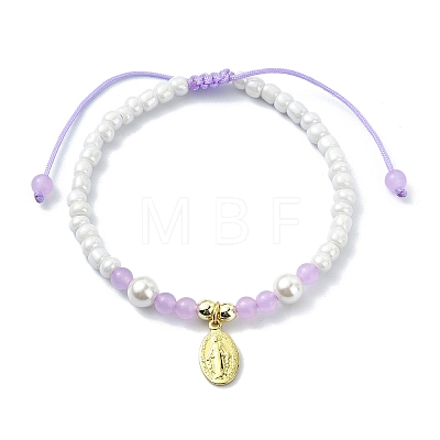 Glass Imitation Pearl Braided Bead Bracelets BJEW-JB09989-1