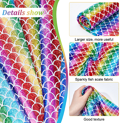 Polyester Mermaid/Fish Scales Fabric DIY-WH0410-21B-1