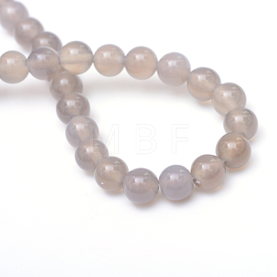 Round Natural Grey Agate Bead Strands X-G-R345-4mm-07-1
