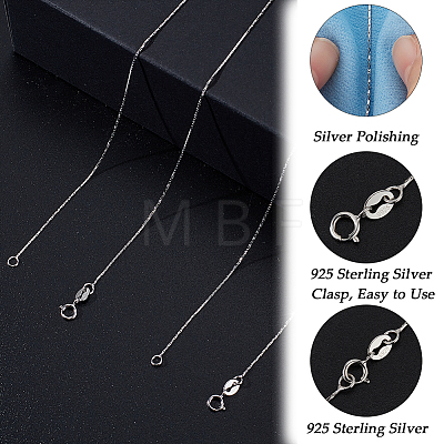 Anti-Tarnish Beebeecraft 2Pcs Rhodium Plated 925 Sterling Silver Coreana Chain Necklaces Set STER-BBC0006-13B-1