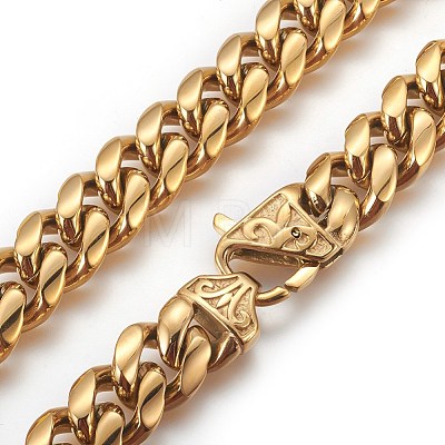 201 Stainless Steel Curb Chain Necklaces NJEW-P243-01G-03-1