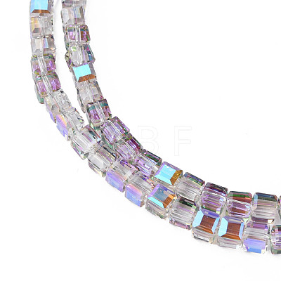 Electroplate Transparent Glass Beads Strands EGLA-N002-28-C05-1