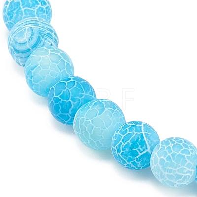 Natural Weathered Agate(Dyed) Round Beaded Stretch Bracelet BJEW-JB08363-03-1