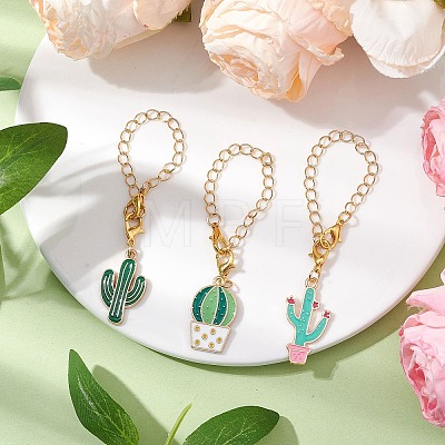 3Pcs 3 Styles Cactus Alloy Enamel Cup Charms HJEW-JM02163-1