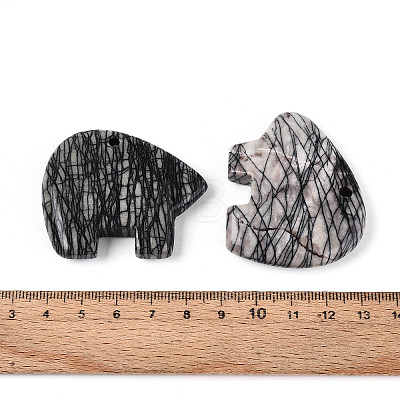 Natural Black Netstone Big Pendants G-T144-08E-1