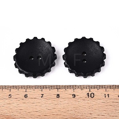 Spray Painted Natural Wood Buttons WOOD-T032-34E-1