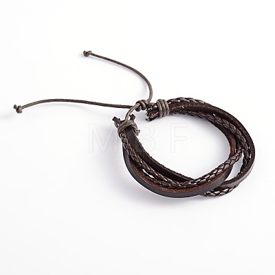 Adjustable Leather Multi-Strand Bracelets BJEW-O105-02A-1
