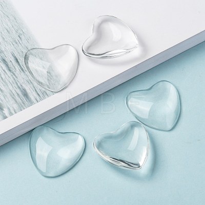Transparent Glass Heart Cabochons GGLA-R021-30mm-1