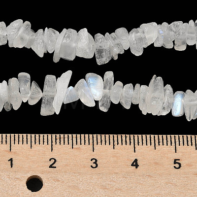 Natural Rainbow Moonstone Chip Beads Strands G-C195-01-1