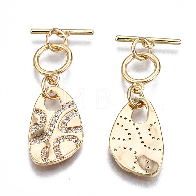 Brass Micro Pave Clear Cubic Zirconia Toggle Clasps KK-S356-308-NF-1