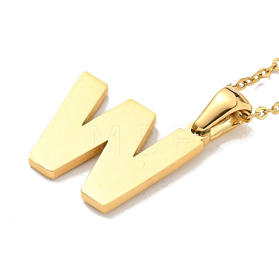 Ion Plating(IP) Initial Letter 304 Stainless Steel Pendant Necklaces NJEW-M199-01G-W-1