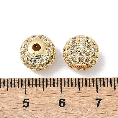 Brass Pave Clear Cubic Zirconia Beads KK-Q030-12G-1