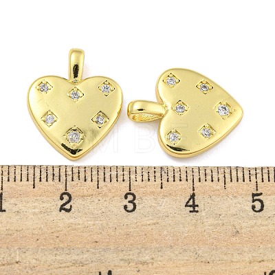 Heart Rack Plating Brass Micro Pave Clear Cubic Zirconia Pendants X-KK-Z053-02G-1