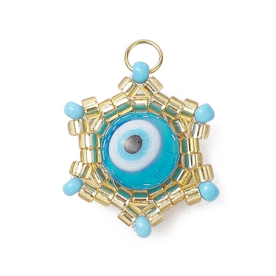 Beaded Star Eye Charms PALLOY-MZ00575-05-1