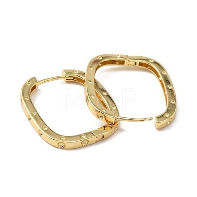 Brass Oval with Polka Dot Hoop Earrings for Woman EJEW-F314-02C-G-1