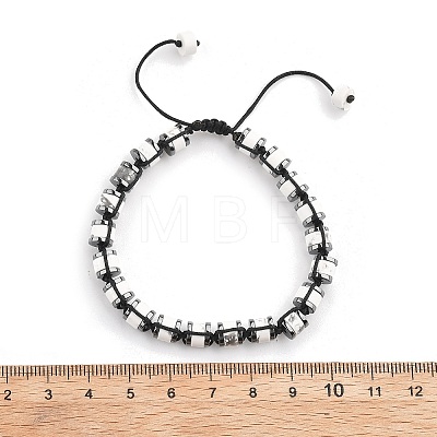 Adjustable Natural Howlite and Non-magnetic Synthetic Hematite Braided Bead Bracelets BJEW-Z090-01O-1