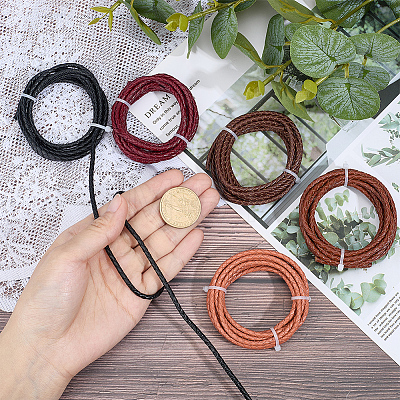 10 Yards 5 Colors Braided Leather Cord WL-CL0001-08-1