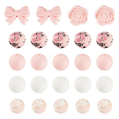34Pcs 6 Style Silicone Beads SIL-TA0003-52-1