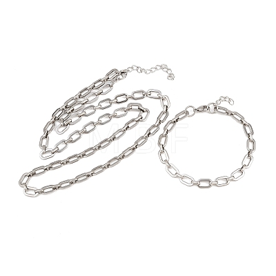 304 Stainless Steel Cable Chains Bracelet & Necklace Jewelry Sets SJEW-L199-04P-1
