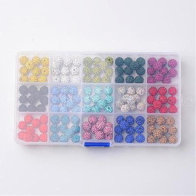 1 Box Fifteen Color Pave Disco Ball Beads RB-X0010-01-1