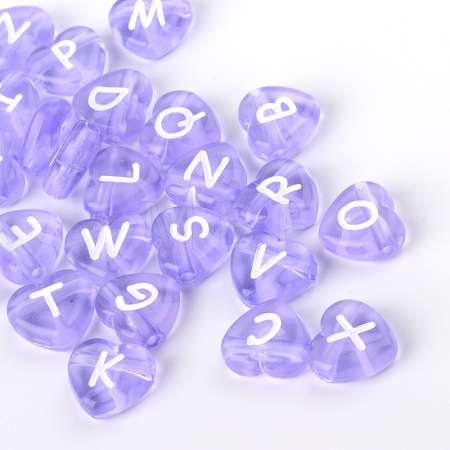 Transparent Acrylic Heart Horizontal Hole Letter Beads TACR-Q101-01B-1