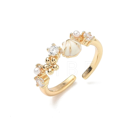 Ocean Brass Enamel Finger Rings RB-CBAD847-01B-G-1
