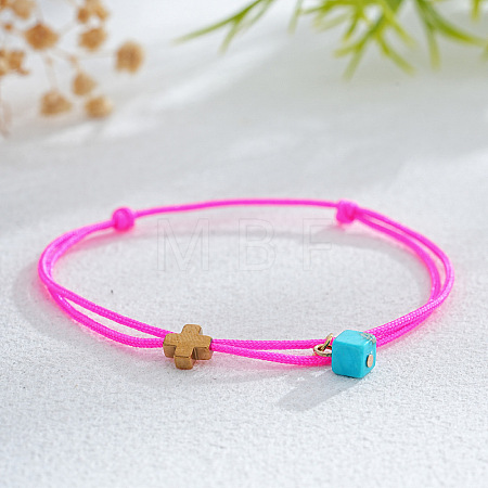 Synthetic Turquoise Bead Charm Bracelets IR3268-6-1