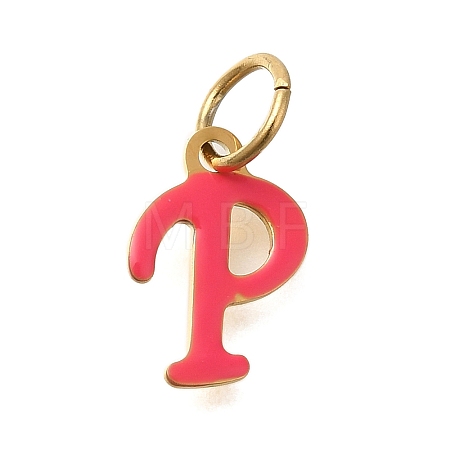 Ion Plating(IP) 304 Stainless Steel Enamel Alphabet Charms STAS-F308-02G-P-1