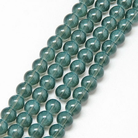 Baking Paint Glass Beads Strands X-DGLA-Q023-8mm-DB16-1
