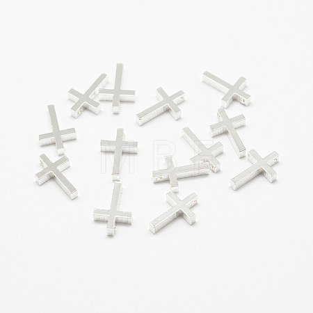 Brass Tiny Cross Charms KK-F718-08S-1