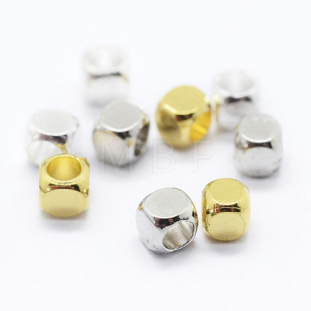 Cube Brass Spacer Beads KK-L015B-01-1