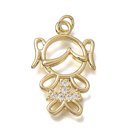 Brass Micro Pave Clear Cubic Zirconia Pendants CU-CBA637A-06G-B-1