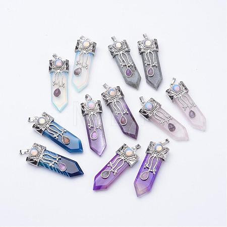Natural & Synthetic Mixed Stone Big Pointed Pendants G-F340-05-1